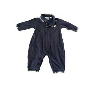 Miniwear Navy Blue Long Sleeve Collared Polo One Piece Baby Boys Size 3-6 Months